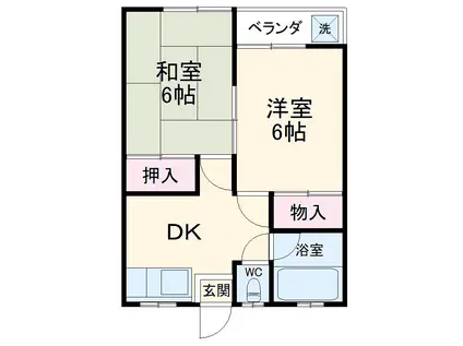 コーポカトウ(2DK/2階)の間取り写真