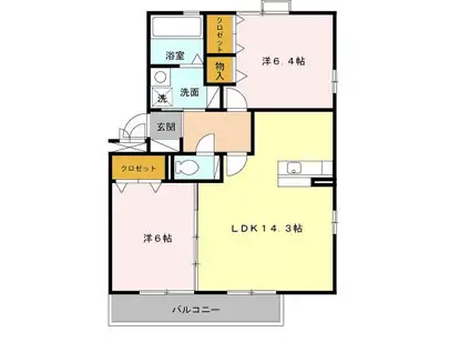 ジャルディーノ(2LDK/3階)の間取り写真