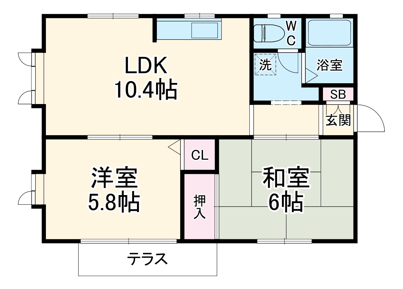ルミエールA(2LDK/1階)の間取り写真