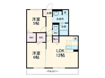 ルミエール武蔵浦和(2LDK/1階)の間取り写真