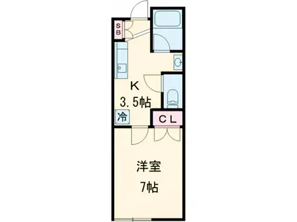 マルベリー田園調布(1K/1階)の間取り写真