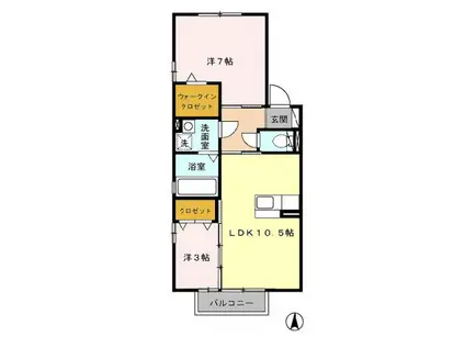 エスペランサ住吉(1LDK/2階)の間取り写真