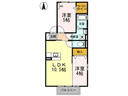 ハイム西五城Ⅲ(2LDK/2階)の間取り写真