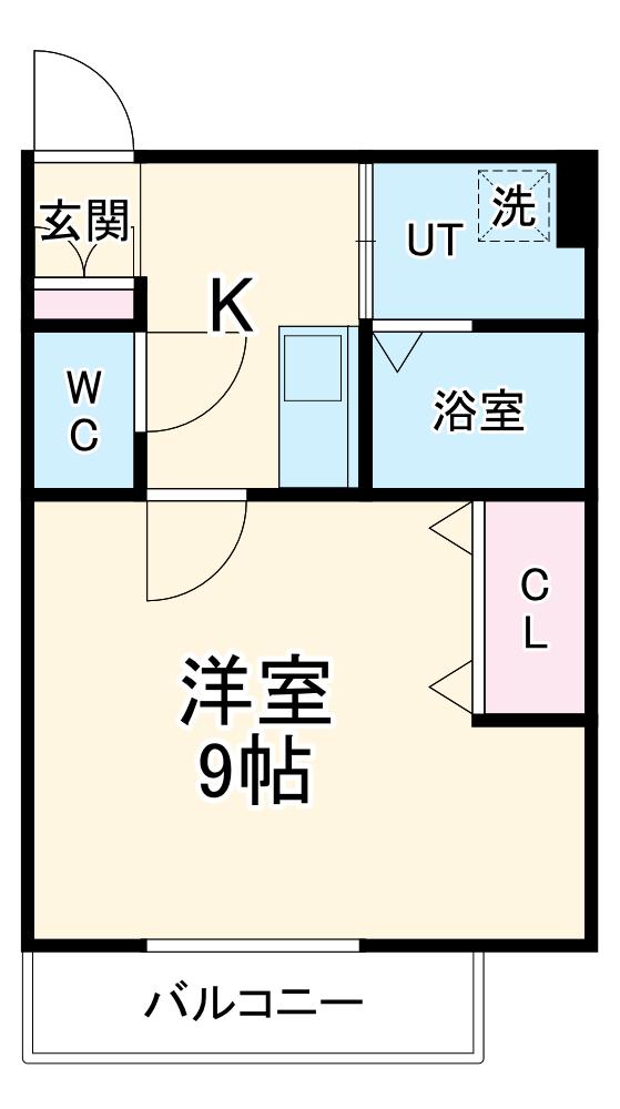 BONHEUR中浦和B棟(1K/3階)の間取り写真