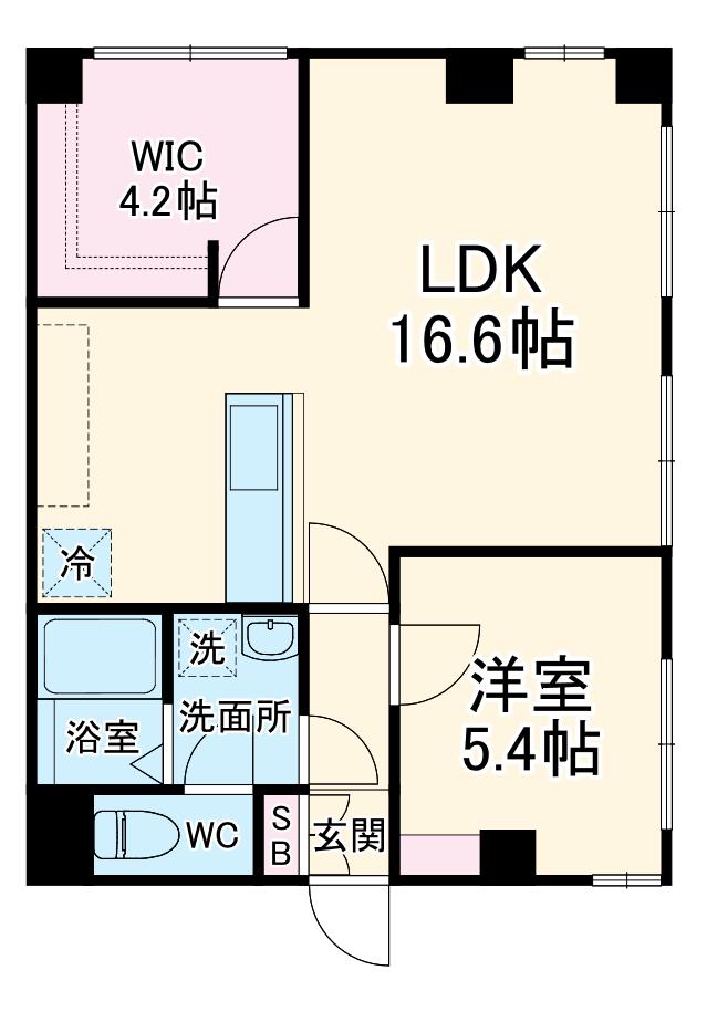 WOOD BELL 3(1LDK/2階)の間取り写真