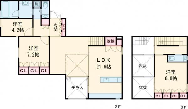 FUKASAWA SPACE9(3LDK/2階)の間取り写真