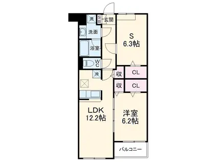 ヴァンテ武蔵浦和(1SLDK/3階)の間取り写真