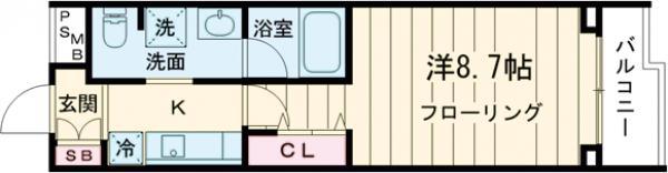 ステージファースト世田谷若林(1K/3階)の間取り写真