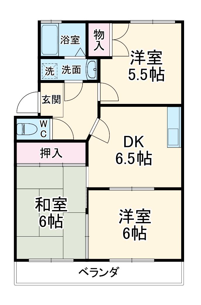 サンノーブル(3DK/1階)の間取り写真
