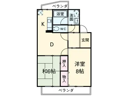 こぐま館(2DK/2階)の間取り写真