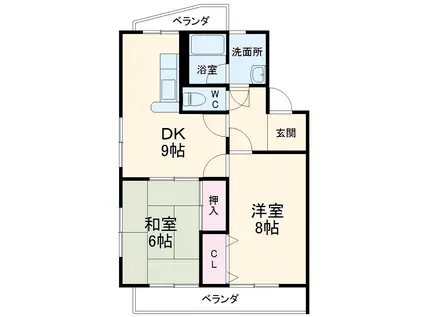 こぐま館(2DK/2階)の間取り写真