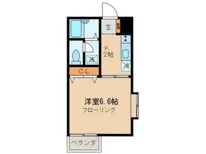 ベルグラン祖師谷(1K/2階)の間取り写真