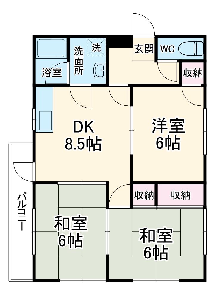 ライトマンション(3LDK/3階)の間取り写真