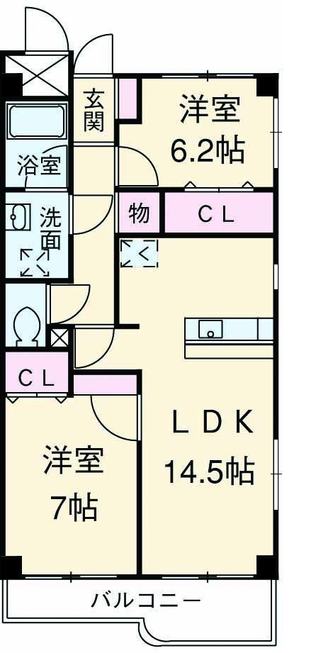 パルティール(2LDK/3階)の間取り写真