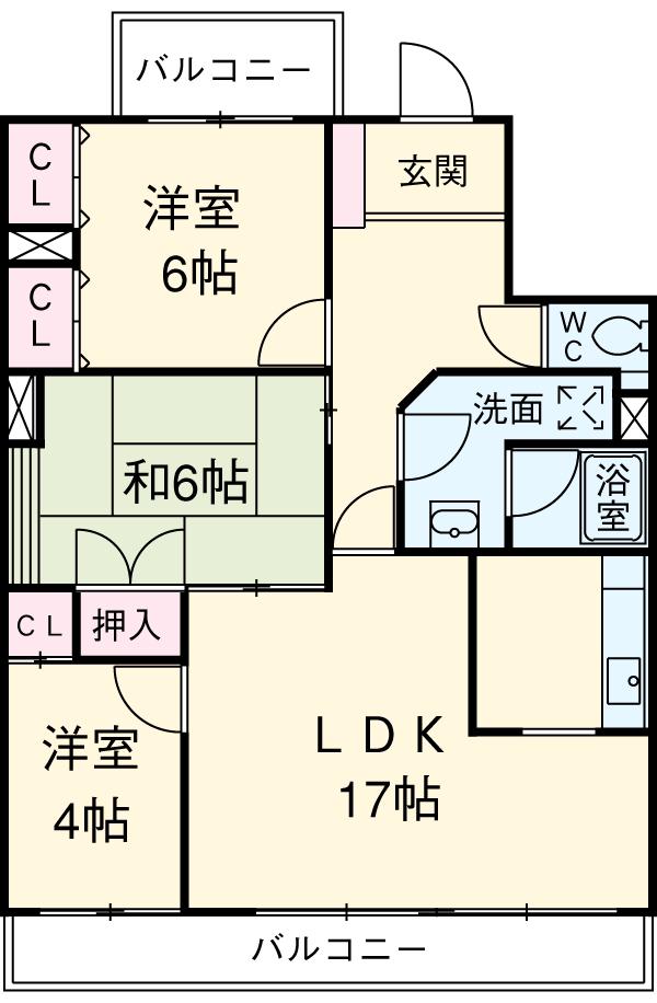 三旺マンション第二社台(3LDK/2階)の間取り写真