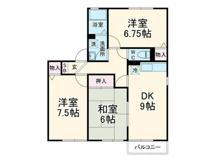 メゾンアルファⅡ(3DK/2階)の間取り写真