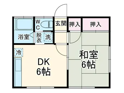 ベルハイツ(1DK/1階)の間取り写真