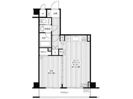 グランハイツ東新宿(1LDK/4階)の間取り写真