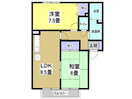 ルシール佐鳴台(2LDK/1階)の間取り写真