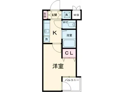 ガリシア早稲田(1K/6階)の間取り写真