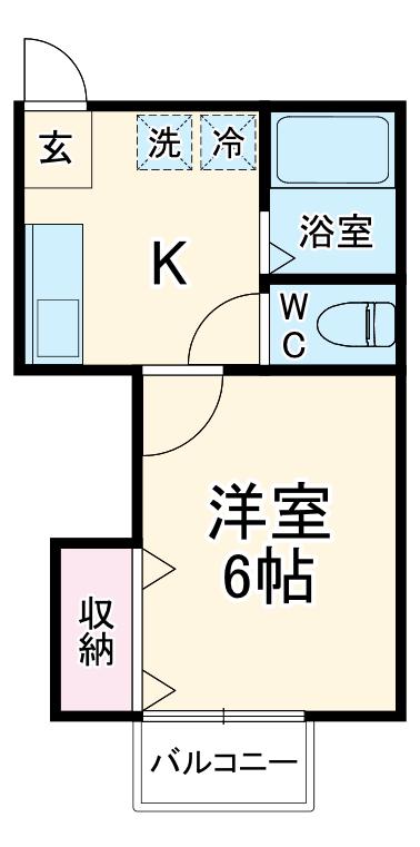 ハイツアオキ第1(1K/1階)の間取り写真