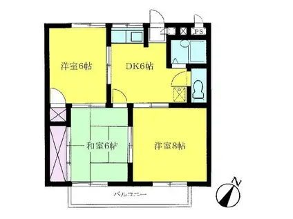 レジェンド末広A棟(3DK/2階)の間取り写真