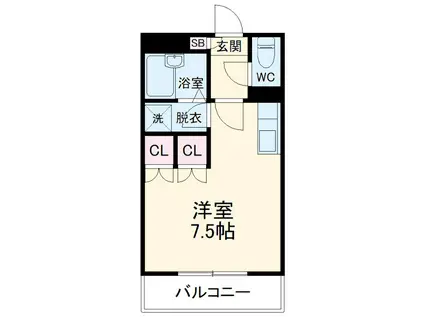 サンタフェスクエア(ワンルーム/2階)の間取り写真