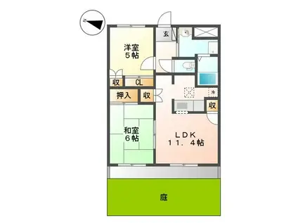 リヴィエールⅡ(2LDK/1階)の間取り写真