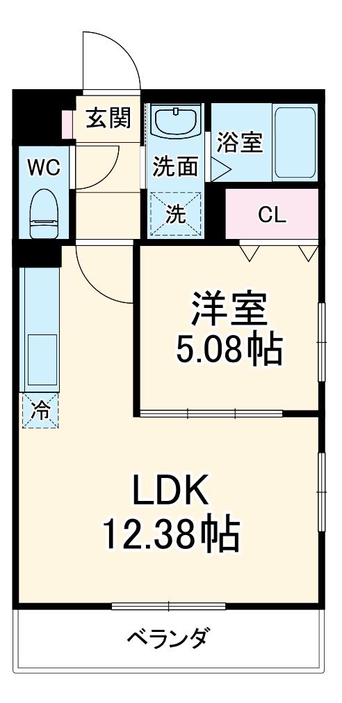 ゼフィール(1LDK/2階)の間取り写真