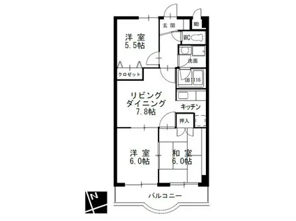メゾン五反田(3LDK/4階)の間取り写真