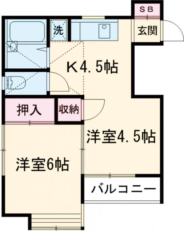 KフラットⅡ(2K/2階)の間取り写真