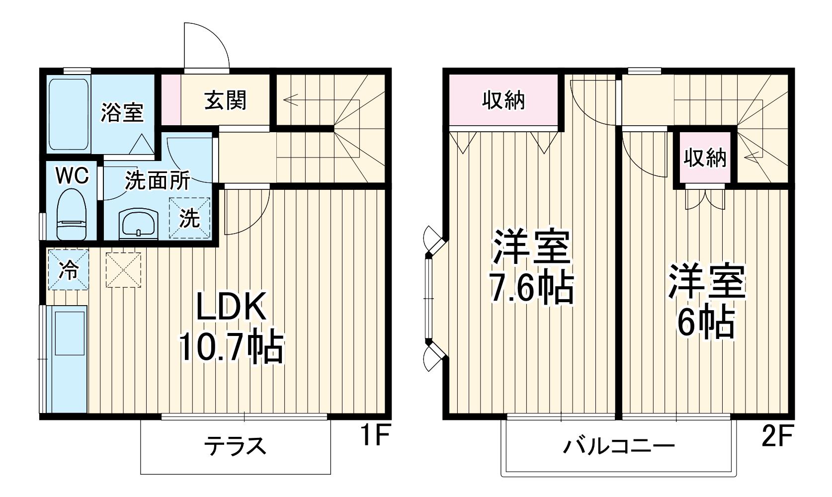 コートビレッジB(2LDK)の間取り写真