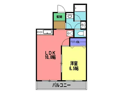 ベルベール星野(1LDK/2階)の間取り写真
