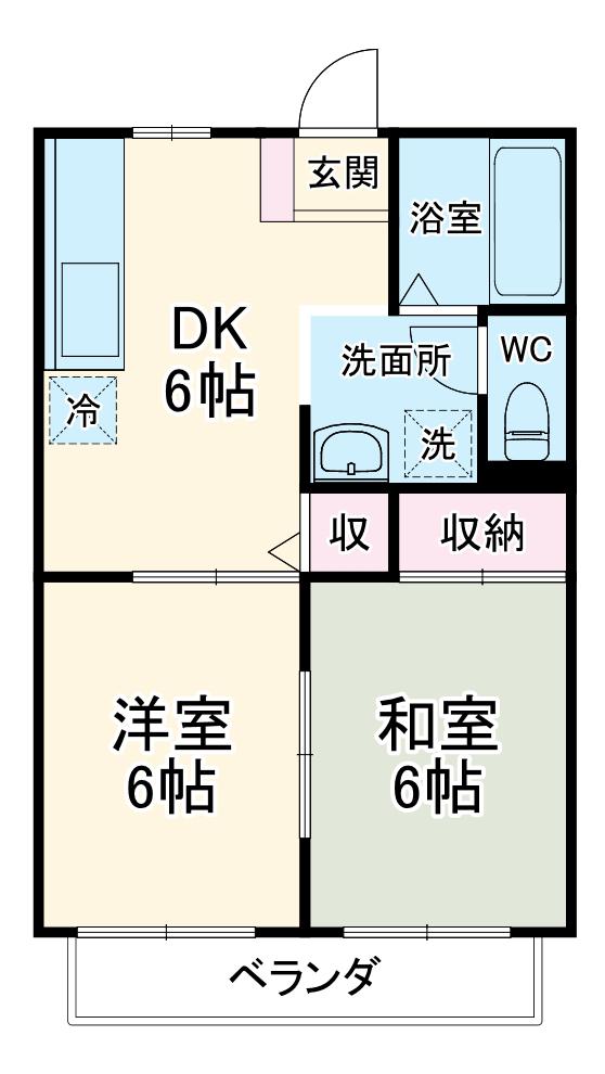 フラワーヒル東大宮(2DK/1階)の間取り写真