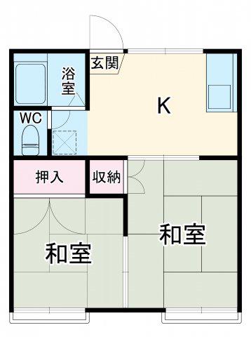 カーサYK(2K/1階)の間取り写真