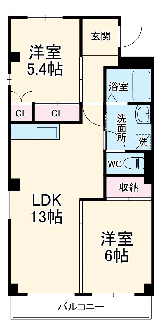 グランドール(2LDK/1階)の間取り写真