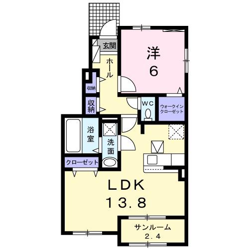 ロリンズ ガーデン Ⅲ(1LDK/1階)の間取り写真