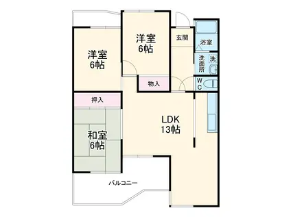 向島マンションB(3LDK/3階)の間取り写真