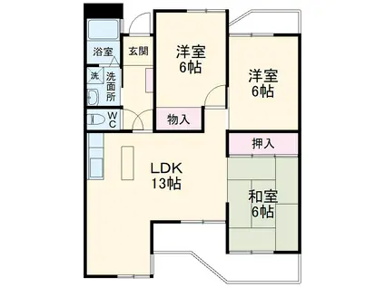 向島マンションA(3LDK/3階)の間取り写真