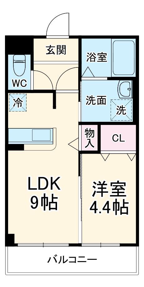 パレット名塚(1LDK/2階)の間取り写真