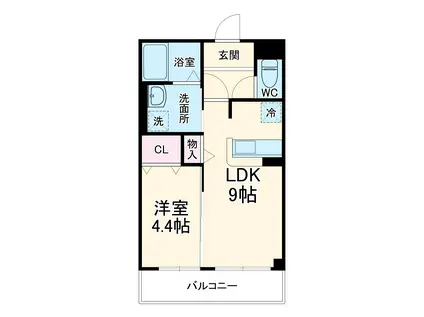 パレット名塚(1LDK/2階)の間取り写真