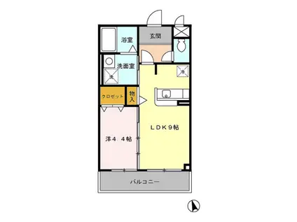 パレット名塚(1LDK/3階)の間取り写真