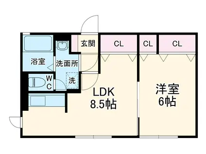 アイ・ウイング(1LDK/1階)の間取り写真