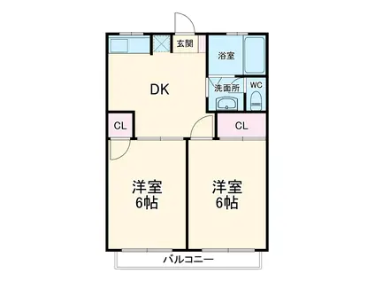 ソレイユ(2DK/1階)の間取り写真