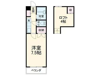 西山ハイツ(1K/1階)の間取り写真