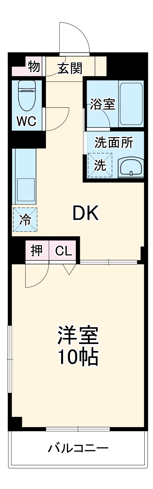 ヒルズフレア(1DK/2階)の間取り写真