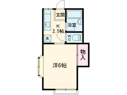 第1シャンポールフジ(1K/1階)の間取り写真