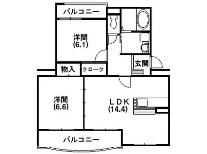 エスペランサ(2LDK/2階)の間取り写真