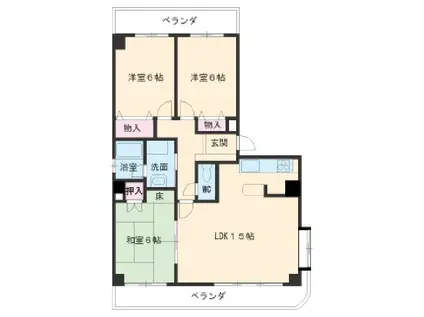 ハウゼル一社(3LDK/1階)の間取り写真