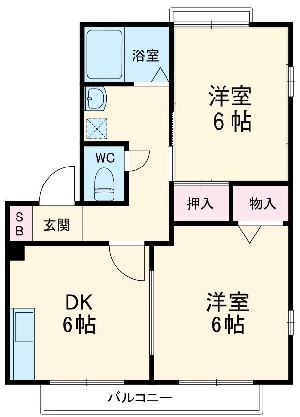 ディアス北上尾 A・B(2DK/2階)の間取り写真